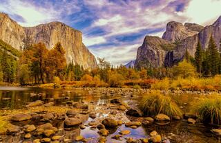 mountains and fog at dawn