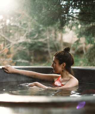 person in a thermal tub