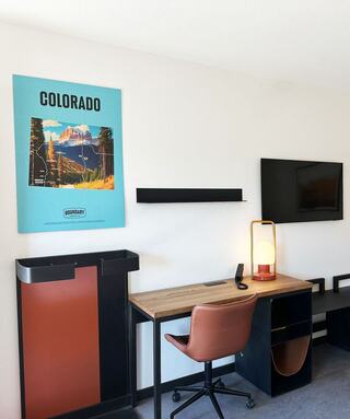 Clean playfully designed room.