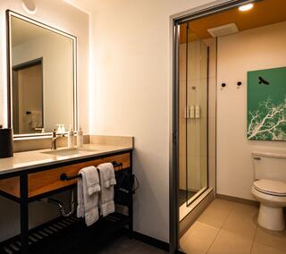 Clean contemporary bathroom.